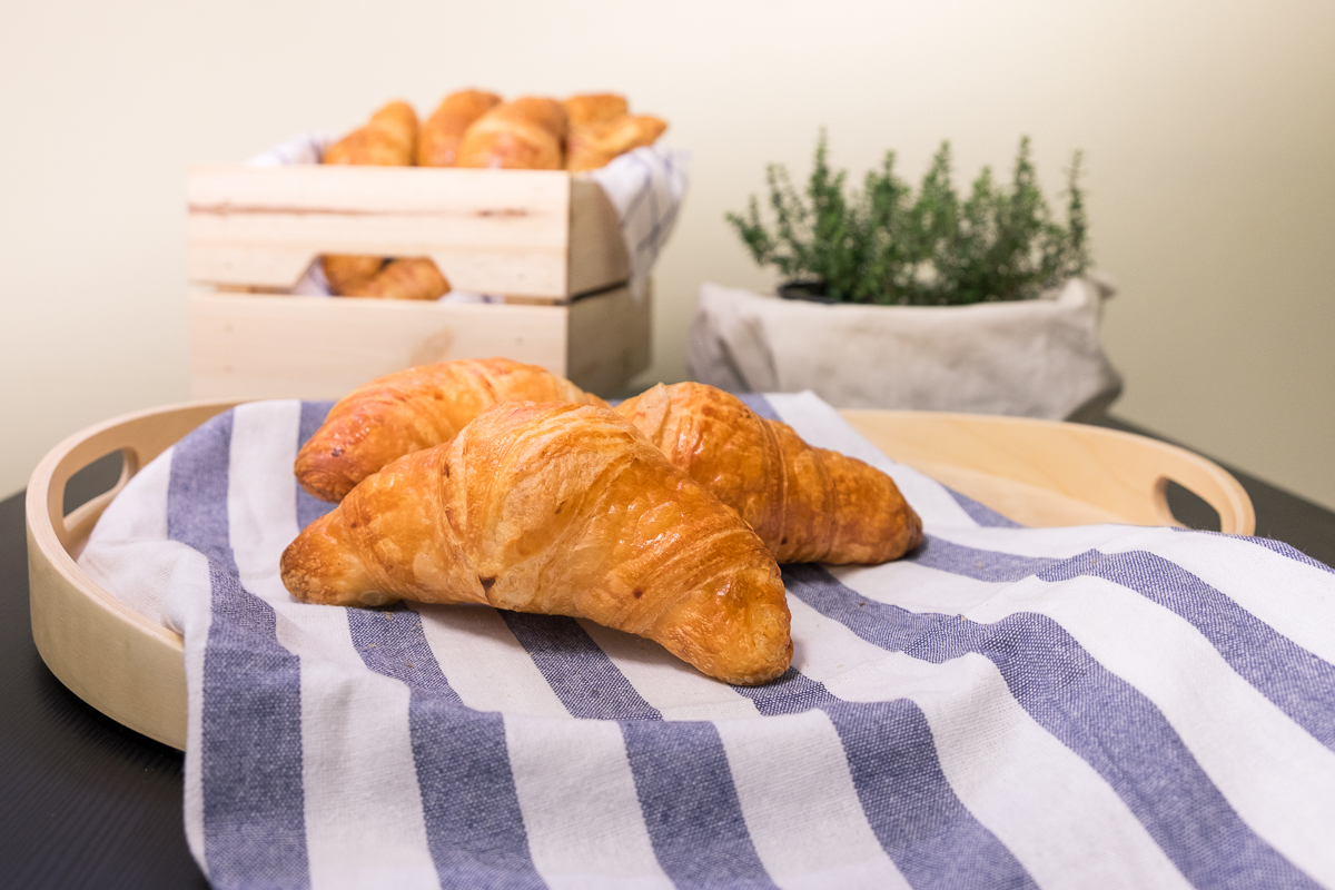 Croissants on tray